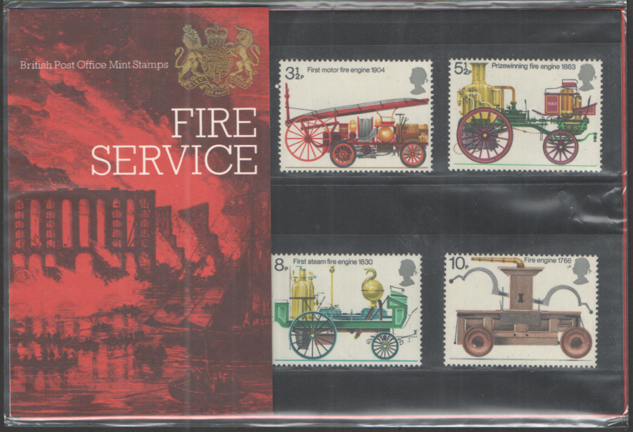 (image for) 1974 Fire Service Type A - No flower visible Royal Mail Presentation Pack 60 - Click Image to Close